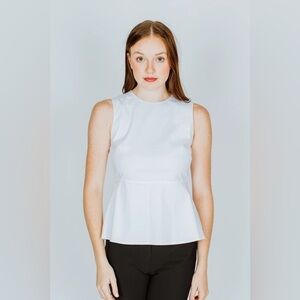 Theory Sleeveless 100% Cotton White Peplum Top Shirt Medium​​
